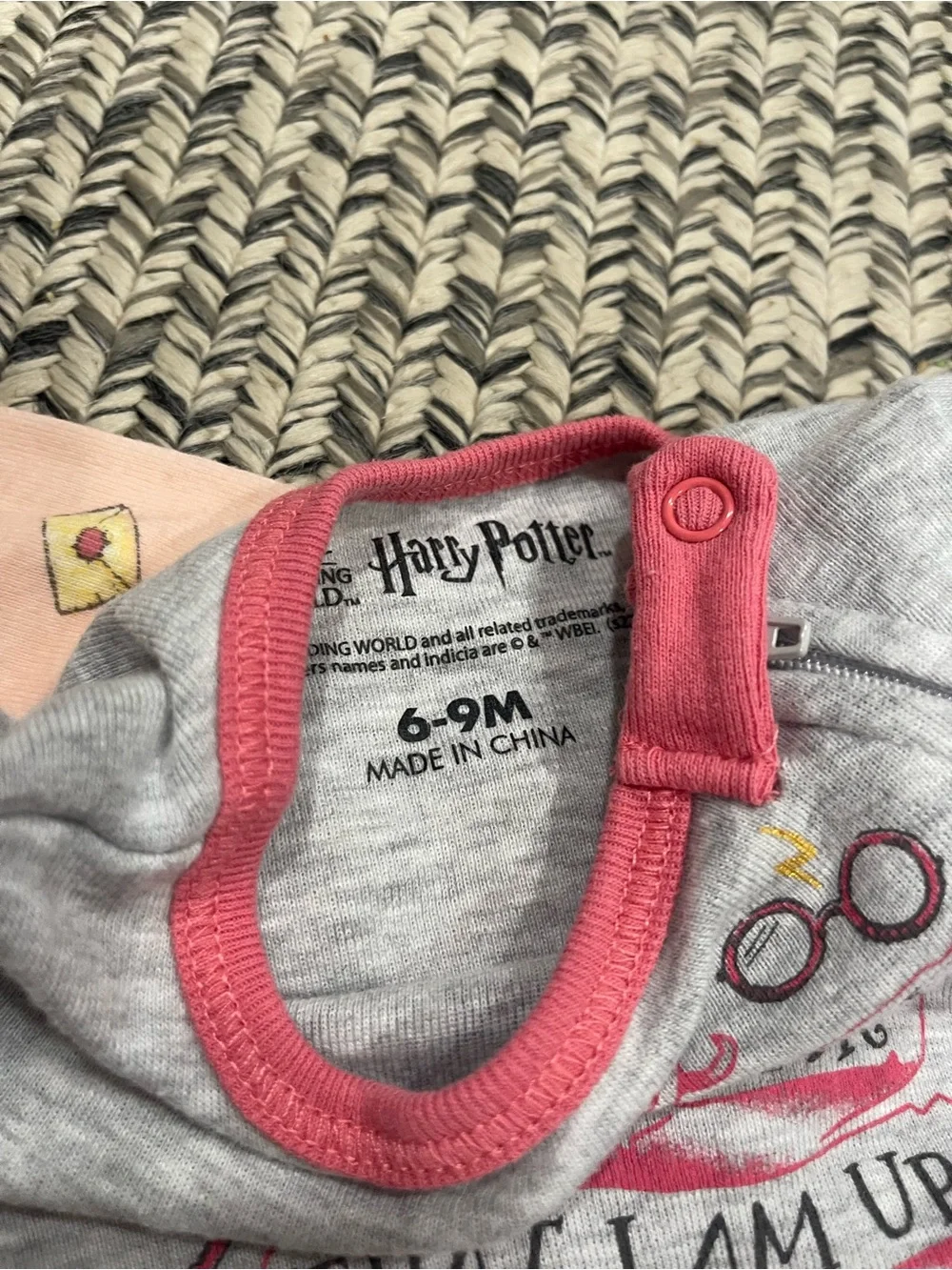 Warner Bros. Gray and Pink Kids One-Piece Footed Pajama Set